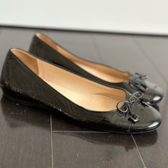 Prada Black Cap Toe Ballerina Calfskin Black Patent Leather - Picture 4 of 6